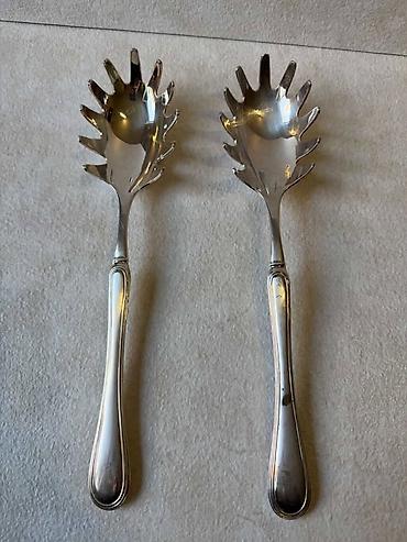 trotinet lidl: Vintage posrebreni set za salatu špagete Italija Elegantni vintage — 1