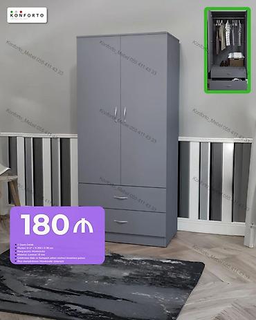 İki qapılı paltar dolabı - Rəng: boz - Ölçülər: 47 × 200 × 90 sm