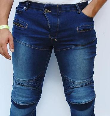 Farmerke: Muške biker farmerke – tamno plavi teksas - Stil: biker/karirano — 15