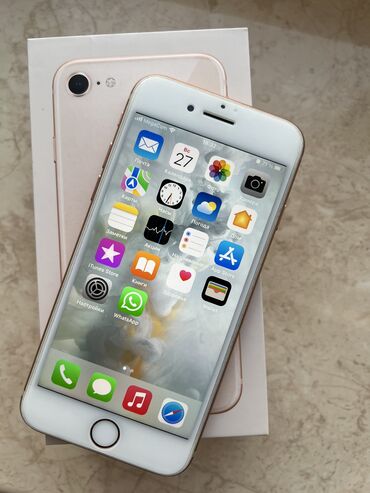 айфон 8 цена в оше: IPhone 8, Колдонулган, 64 ГБ, Rose Gold, Заряддоочу түзүлүш, Коргоочу айнек, Каптама, 81 %