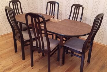 kafe üçün stol stul: Qonaq otağı üçün, İşlənmiş, Açılan, Oval masa, 6 stul, Almaniya