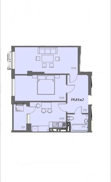 под долевое: 2 комнаты, 59 м², Элитка, 7 этаж, ПСО (под самоотделку)
