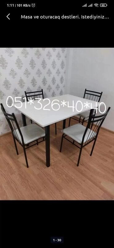 Masa və oturacaq dəstləri: Qonaq otağı üçün, Yeni, Açılan, Dördbucaq masa, 2 stul — 17