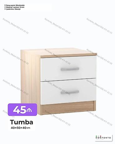 Tumba – 40×50×40 sm - İki çekmecəli komod/tumba - Korpusu açıq ağac