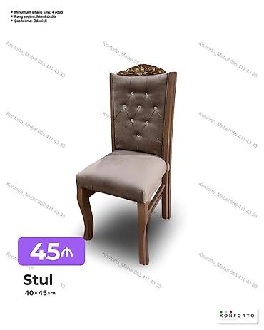 Ev və bağ: Stul – klassik dizayn, yumşaq oturacaq və bel hissəsi - Ölçü: 40×45 sm — 1