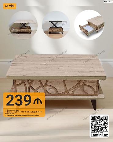 Masalar: Transformer masa – çoxfunksiyalı lift‑mexanizmi ilə - Ölçülər: - — 1
