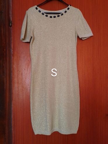 Haljine: 9Fashion Woman S (EU 36), bоја - Zlatna, Kratkih rukava