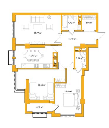 продажа квартир в бишкеке без посредников 2023: 3 комнаты, 111 м², Элитка, 6 этаж, ПСО (под самоотделку)