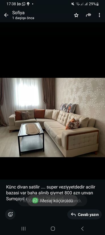 Masa və oturacaq dəstləri: Künc divan