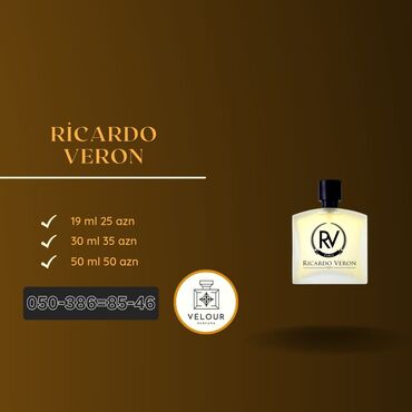 Ricardo Veron ətri, zərif və unikal qoxu profili ilə fərqlənir. Bu