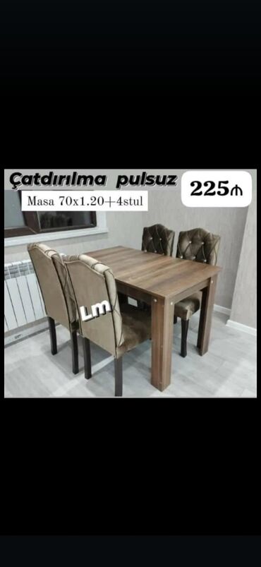 Masa və oturacaq dəstləri: Qonaq otağı üçün, Yeni, Açılmayan, Dördbucaq masa, 6 stul — 29