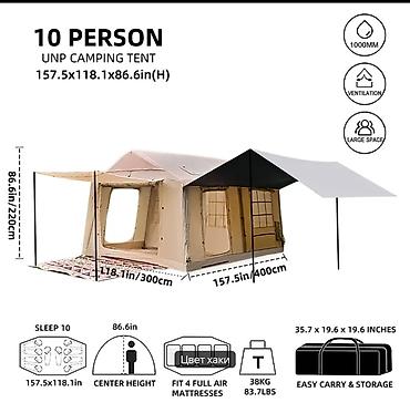 balıqçı: UNP 10 nəfərlik şişmə karkaslı kamp çadırı - Ölçü: 400 x 300 x 220 sm — 3