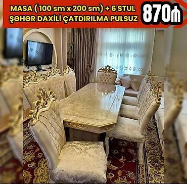 gence stol: Qonaq otağı üçün, Yeni, Açılmayan, Dördbucaq masa, 6 stul — 1