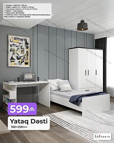 Yataq Dəsti – 160×200 sm Dəstin tərkibi və ölçülər: - Çarpayı: 1 lalafo.az -da Yataq Dəsti – 160×200 sm Dəstin tərkibi və ölçülər: - Çarpayı: 1
