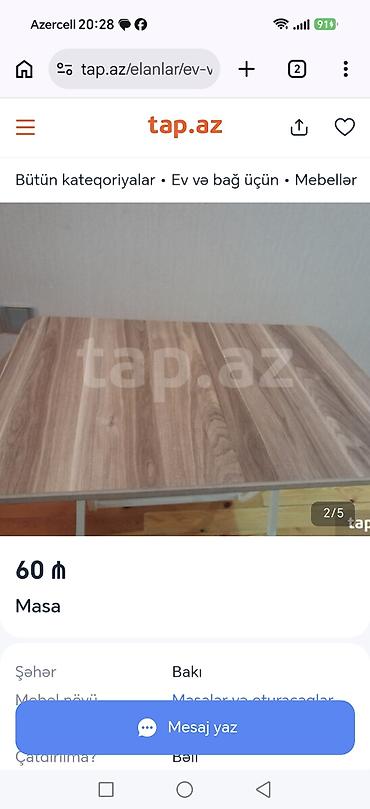 stulların satışı: Yeni, Qatlanan, Taxta, Dördbucaq masa — 3