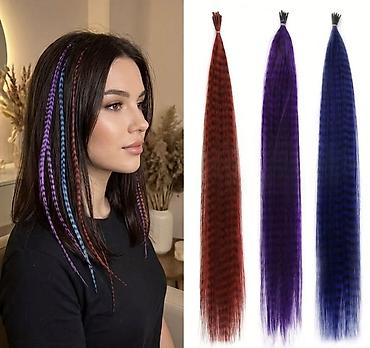 кызыл кия кыз: Цветные пряди-микс для наращивания (капсулы I-tip)💙💜❤️ Количество: 9 — 2