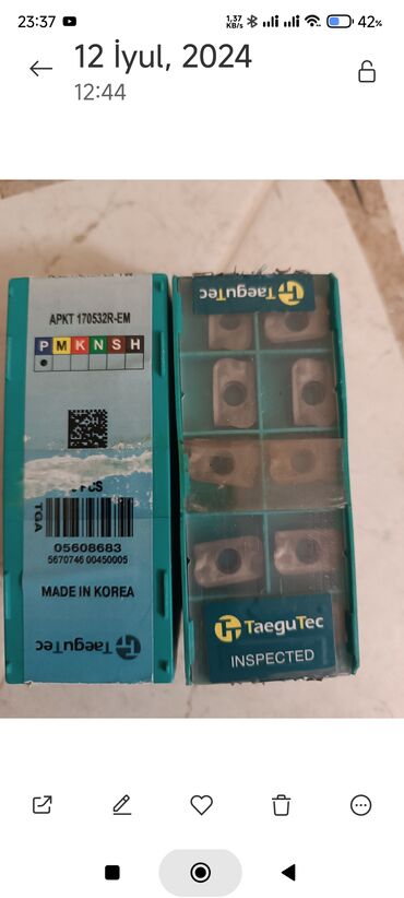 İstehsal avadanlığı: Dəzgah alətləri və kəsici lövhəciklər (freze və torna üçün) — 50