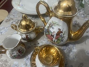 seramik: Çay dəsti, rəng - Qızılı, Keramika, 6 nəfərlik, Türkiyə — 2