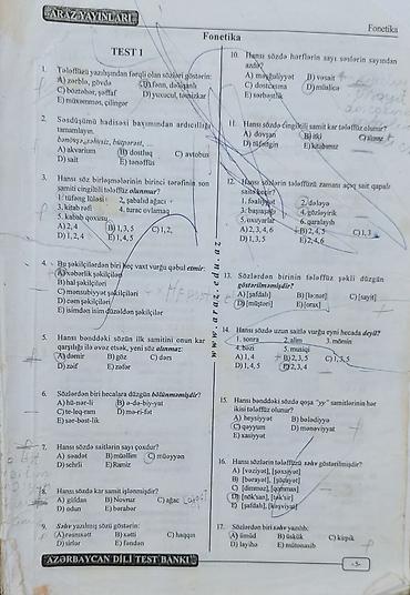 Testlər: Bütün fənnləri əhatə edən test bankları. Əla vəziyyətdədir və qalın — 4