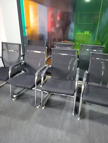 Ofis mebeli: Ofis ziyarətçi/kafe oturacağı – mesh arxa, parça oturacaq, xrom metal — 2