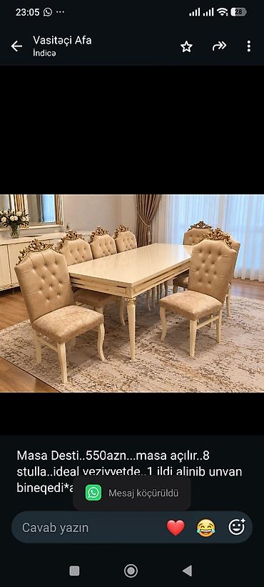 Masa Desti. 550azn. masa açılır. 8 stulla. ideal veziyyetde. 1 ildi lalafo.az -da Masa Desti. 550azn. masa açılır. 8 stulla. ideal veziyyetde. 1 ildi