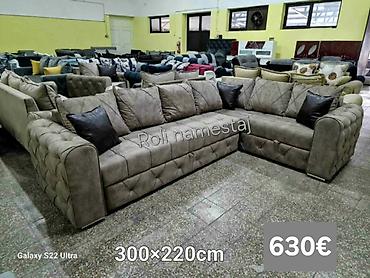 Ugaone garniture: Ugaona garnitura 300×220 cm - Prostrana L‑forma sa dubokim sedištima — 7