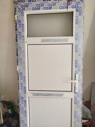 Пластиковые двери: PVC giriş/qapı bloku – AVEO profilli - Material: ağ rəngli PVC profil