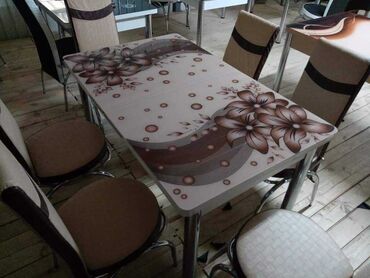 Setovi stolova i stolica: Sto - 80cm Metal noge Ploca univer Staklo 4mm stolica - metal - eko — 5