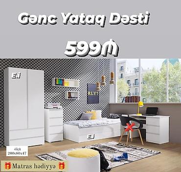 bagca stolu: Gənc Yataq Dəsti - Qiymət: 599₼ - Dəst tərkibi: 1 nəfərlik çarpayı, 3 — 1