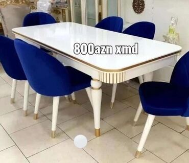 qabag stol: Qonaq otağı üçün, Yeni, Dördbucaq masa, 6 stul