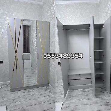 Yeni, 3 qapılı, Güzgülü, Boz, Açılan, Düz dolab