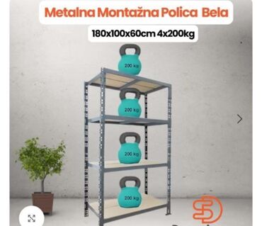 ikea ugaone police za knjige: Montažna Polica 180x100x60cm 4x200kg Cena 7.900 din❤️ Metalna polica