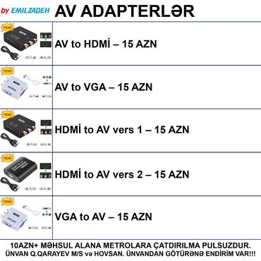 Masaüstü kompüterlər və iş stansiyaları: Av/rca/tülpan adapterlər ünvandan götürənə endi̇ri̇m var!!! 📍ünvan