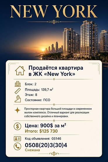 900: 3 комнаты, 139 м², 8 этаж, ПСО (под самоотделку) — 1