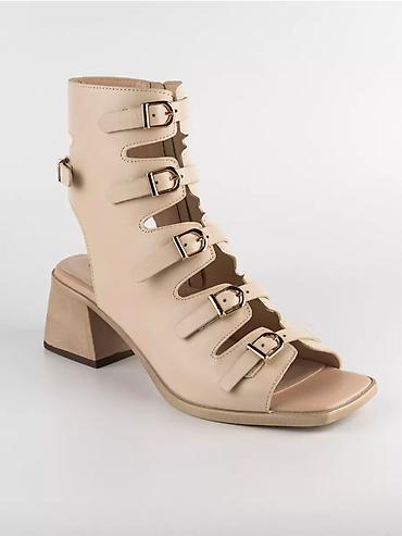 Босоножки, сандалии, шлепанцы: Женские Босоножки-Гладиаторы MAXI на каблуке, бежевые, натуральная — 7