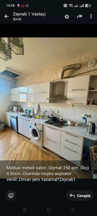 старую кухонную мебель: Mətbəx mebeli satılır. Qiymət 350 azn. Ölçü 4,50sm. Üzərində moyka