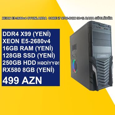 домашний компьютер: Sistem Bloku "Striker DDR4 Gaming Xeon X99 2011V3 RX580 8GB” ⭐Tək