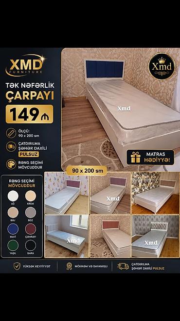 Çarpayılar: Tək nəfərlik çarpayı – XMD Furniture Ölçü: - 90 x 200 sm — 1