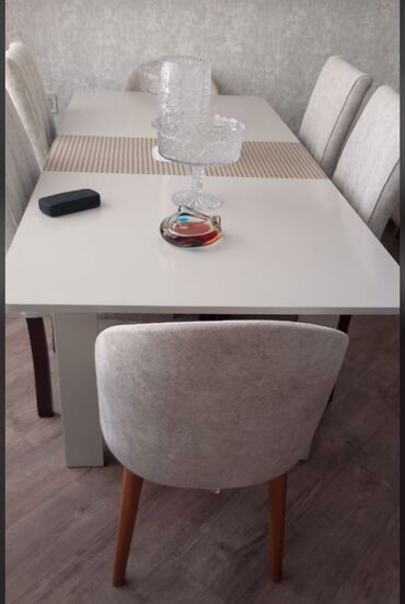деревянные столы стулья: Qonaq otağı üçün, İşlənmiş, Qatlanan, Kvadrat masa, 6 stul