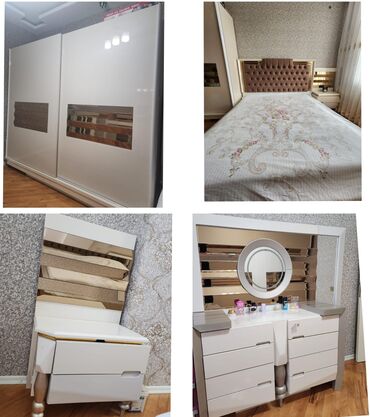 спальни румыния: Двуспальная кровать, Шкаф, Трюмо, 2 тумбы, Б/у