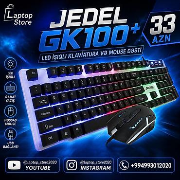 JEDEL GK100+ Klaviatura + Mouse Dəsti — 33 AZN 🎮 LED işıqlı