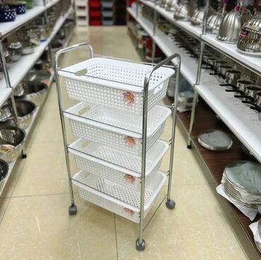 Digər qab-qacaq və mətbəx ləvazimatları: Meyvə-tərəvəz yiğmaq uçun polkalar 3 mertebe tekerli ve 4 mertebe — 3