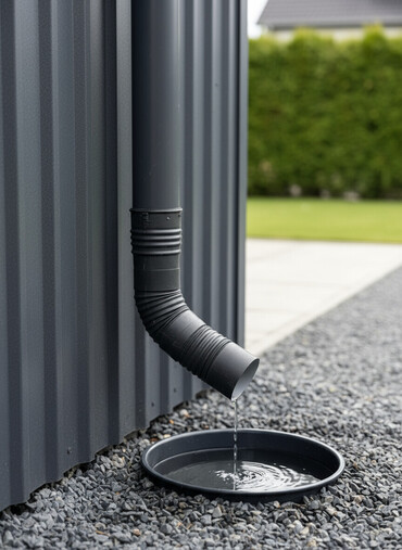 прием черного металла: Отвод для водосточной системы темного цвета, предназначенный для