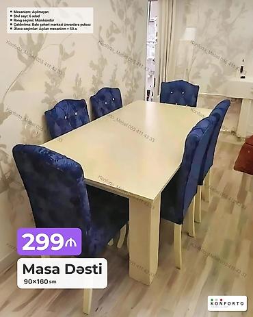 Masa Dəsti – 90×160 sm - Komplekt: masa + 6 ədəd stul - Mexanizm lalafo.az -da Masa Dəsti – 90×160 sm - Komplekt: masa + 6 ədəd stul - Mexanizm