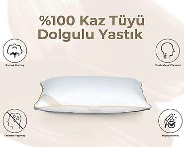 Balışlar, yastıqlar: %100 qaz tüyü dolğulu yastıq - Daxili: tam qaz tüyü dolğusu – yumşaq — 1