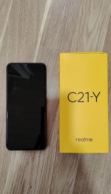 sony telfonlar: Realme C21Y, 64 ГБ, цвет - Черный, Отпечаток пальца, Face ID