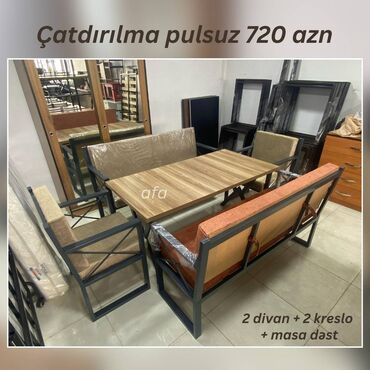 Divan və masa dəstləri: 2 divan + 2 kreslo + masa dəsti Yeni və anbardan satış Qiymət 720 azn