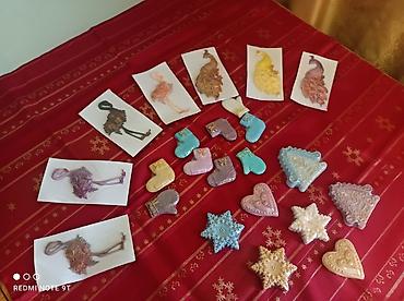 Новогодние фигуры: Набор декоративных фигур из гипса/полимерной массы, ручная роспись. - — 1