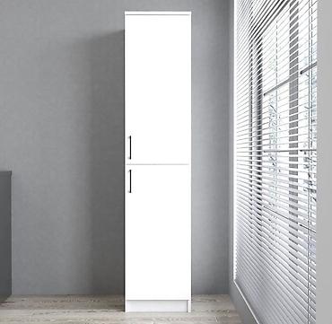 Ağ rəngli hündür saxlama şkafı - Dizayn: Minimalist, düz xəttli