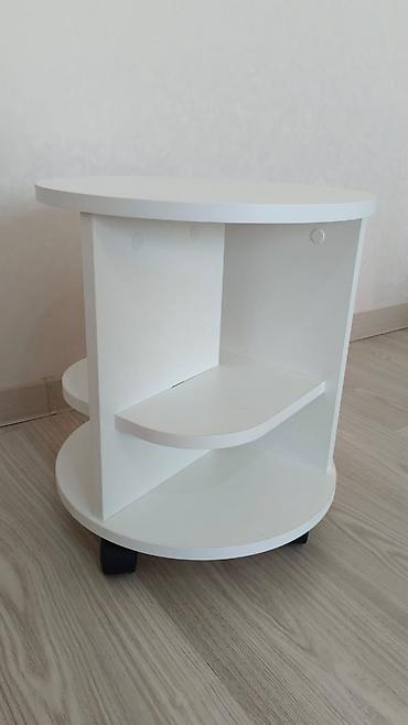 study table: Журнальный стол, Новый, Круглый, С колесиками, цвет - Белый — 3